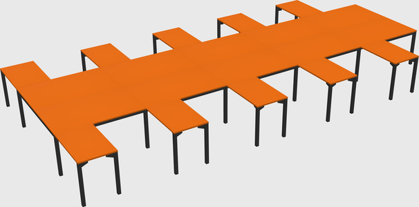 Shared l-shaped desk