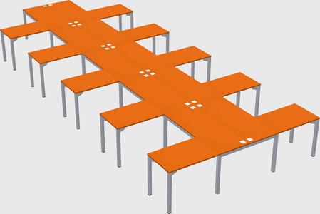 Shared l-shaped desk