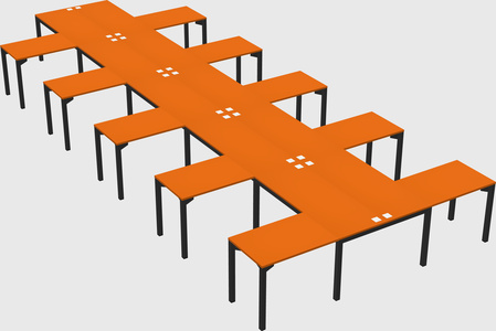 Shared l-shaped desk