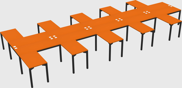 Shared l-shaped desk