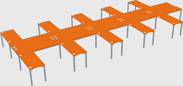 Shared l-shaped desk