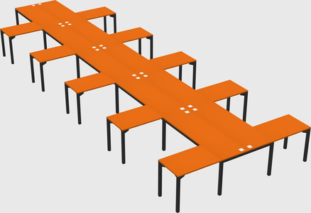 Shared l-shaped desk