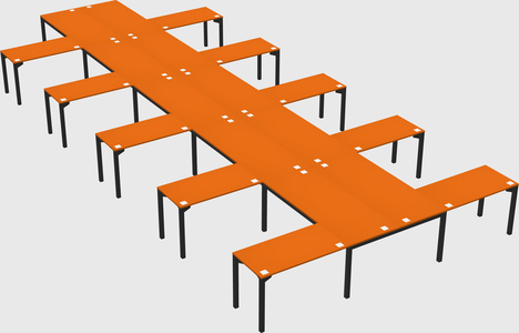 Shared l-shaped desk