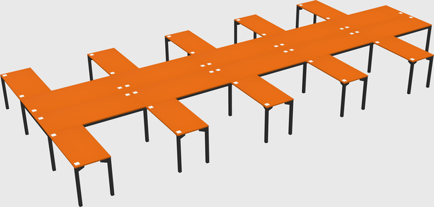Shared l-shaped desk