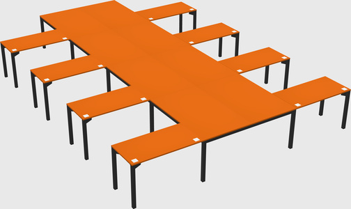 Shared l-shaped desk