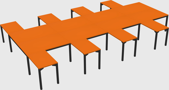Shared l-shaped desk