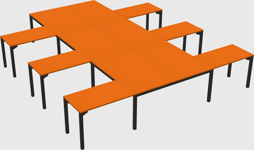 Shared l-shaped desk