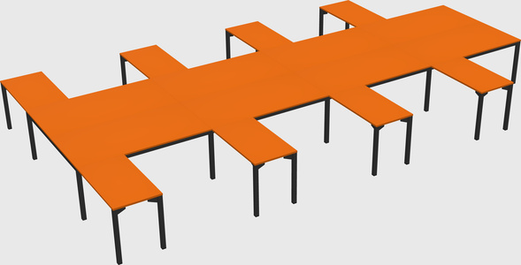 Shared l-shaped desk
