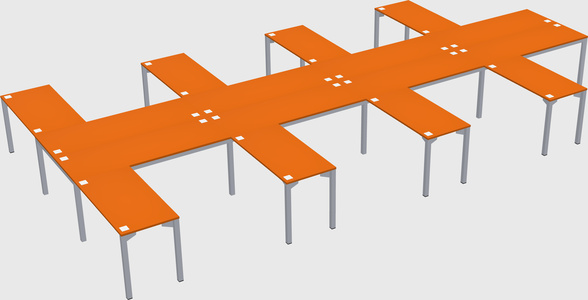 Shared l-shaped desk