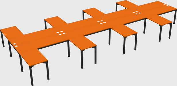 Shared l-shaped desk