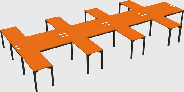 Shared l-shaped desk