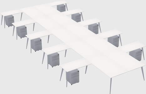 Shared l-shaped office desk system