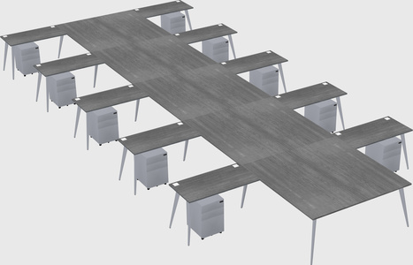 Shared l-shaped office desk system