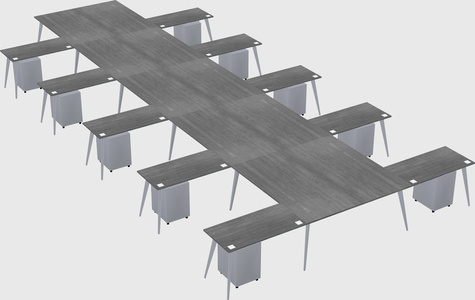 Shared l-shaped office desk system