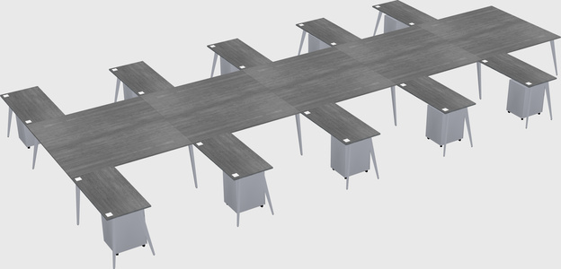 Shared l-shaped office desk system