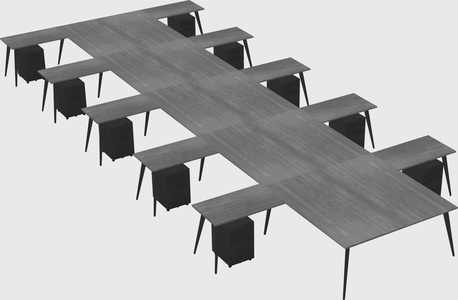 Shared l-shaped office desk system