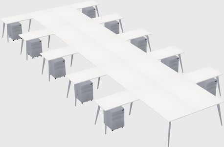 Shared l-shaped office desk system