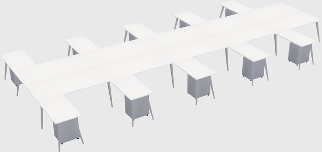 Shared l-shaped office desk system