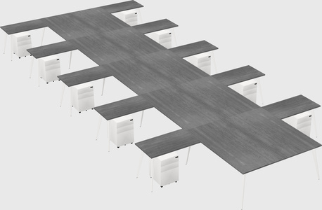 Shared l-shaped office desk system