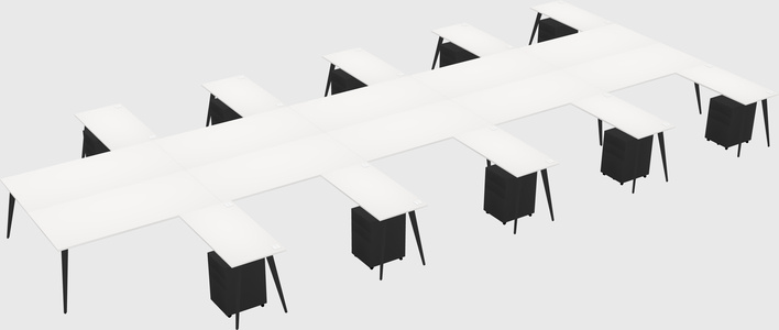 Shared L-shaped Office Desk System