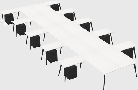 Shared l-shaped office desk system
