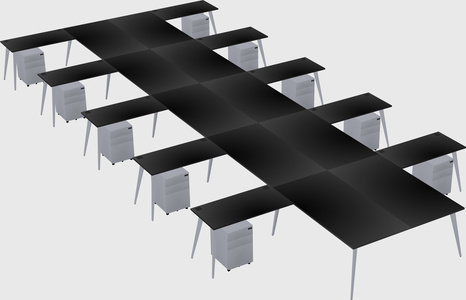 Shared l-shaped office desk system