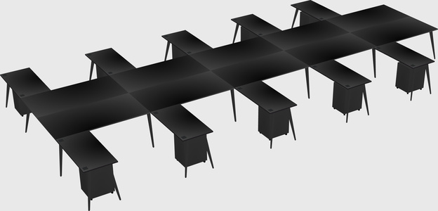 Shared l-shaped office desk system