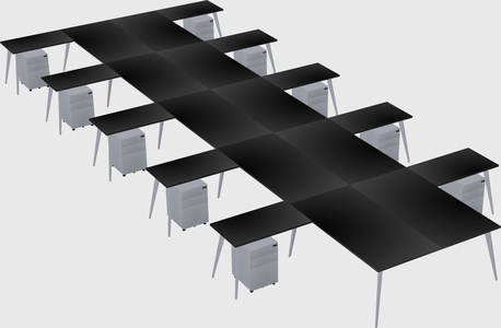 Shared l-shaped office desk system