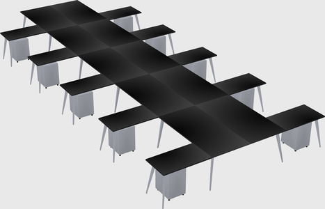 Shared l-shaped office desk system