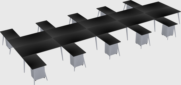 Shared l-shaped office desk system