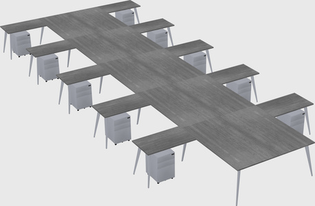 Shared l-shaped office desk system