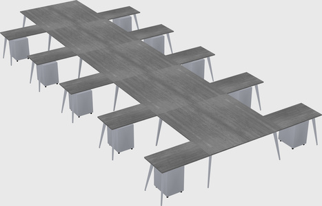 Shared l-shaped office desk system