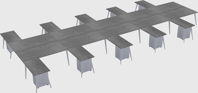 Shared l-shaped office desk system