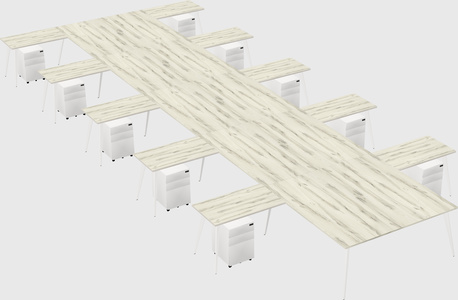 Shared l-shaped office desk system
