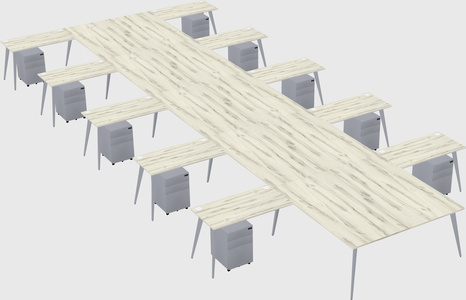 Shared l-shaped office desk system