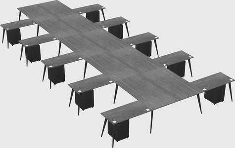 Shared l-shaped office desk system