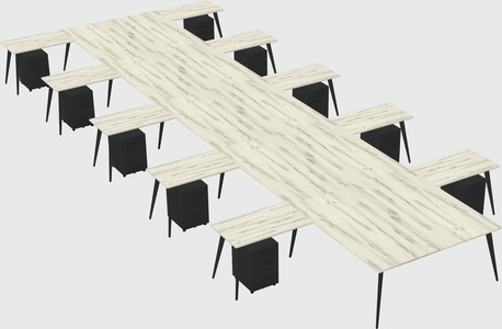 Shared l-shaped office desk system