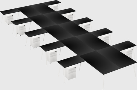 Shared l-shaped office desk system
