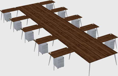 Shared l-shaped office desk system