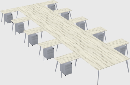 Shared l-shaped office desk system