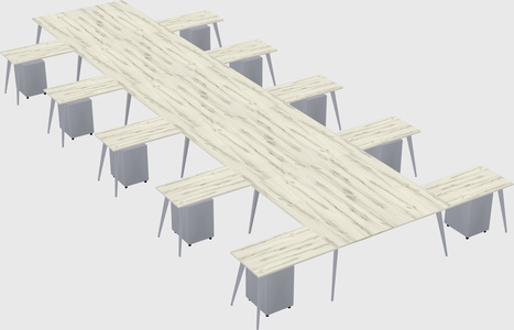 Shared l-shaped office desk system