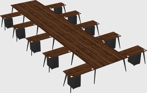 Shared l-shaped office desk system