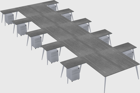 Shared l-shaped office desk system