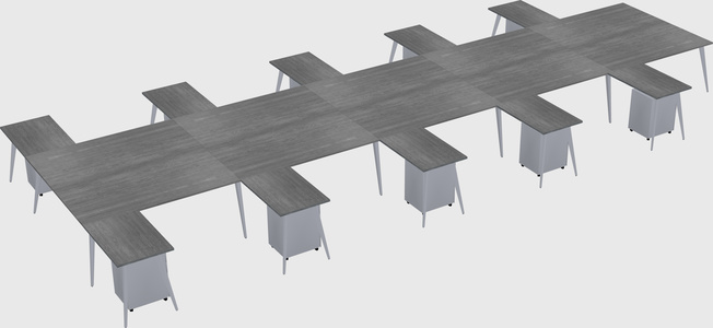 Shared l-shaped office desk system