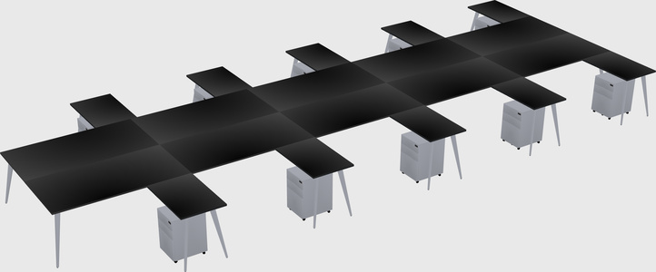 Shared L-shaped Office Desk System