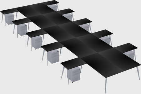 Shared l-shaped office desk system