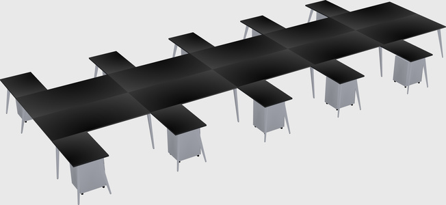 Shared l-shaped office desk system