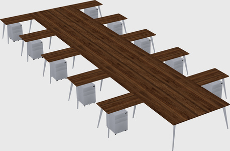 Shared l-shaped office desk system