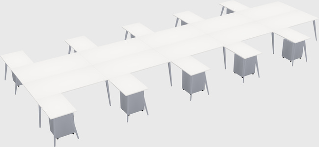 Shared l-shaped office desk system