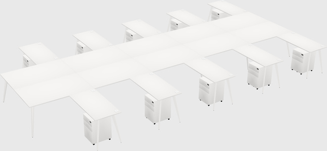 Shared L-shaped Office Desk System
